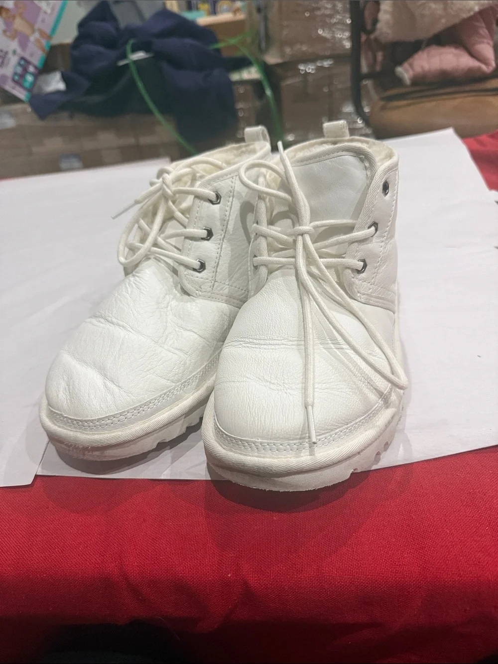 UGG Men’s White Fleece-Lined Ankle Rain & Snow Boots